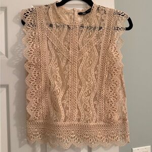 Zara Lace Sleeveless Nude Blouse